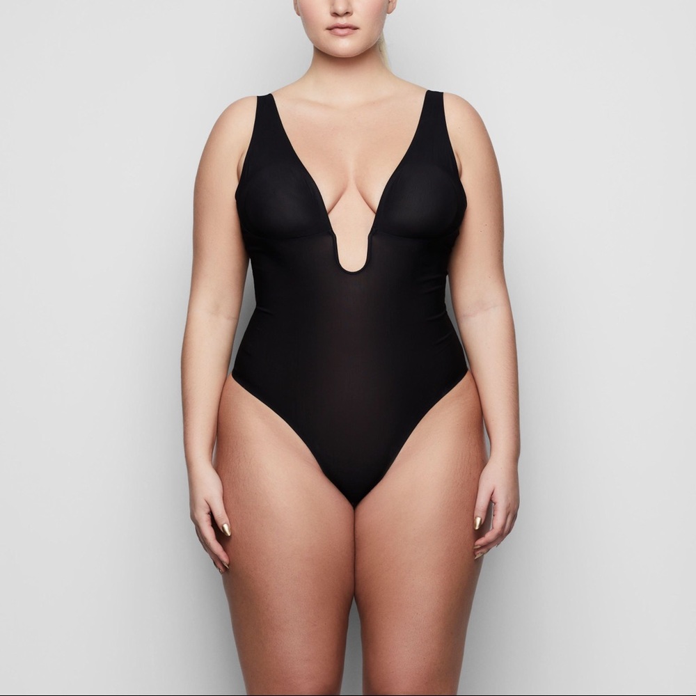 SKIMS Black Plunge Shapewear Bodysuit